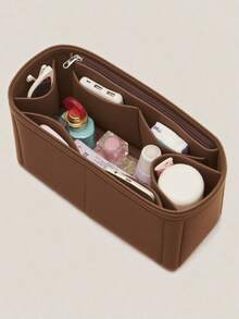 Felt Zipper Pouch Organizer Bag, Tote Bag, Gift Bag, School Supplies, Teacher Gift Accessories - Coffee - View 2