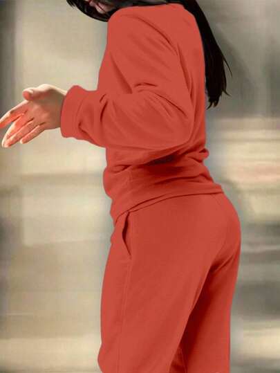 Women's Plain Sweatshirt With Sports Pants