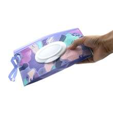 1 Pcs Reusable Travel Wipe Dispenser Bag – Bohemian Style Portable Wipe Case – Refillable Wet Wipe Pouch, Ideal For On-The-Go Use - Violet - 查看 1