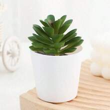 1pc Artificial Plush Succulent Plant Rhombus Pattern Small White Potted Plant, Desktop Decor, Fake Flower Miniature Potted Plant, Home Decor, Party Decoration