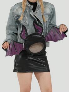 1 Pc New Fashionable And Fun Halloween Themed Devil Bat Shaped PU Leather Crossbody Bag With Wings And Foldable Design For Women For Outdoor&Halloween Themed Party&Halloween Costume Matching&Gift For Friends, Perfectly Matching With Halloween Costumes Women
