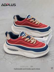 Outdoor Hiking Style Leisure Shoes For Men, Protective PU Upper And Non-Slip Rubber Sole. - 藍紅色 - 查看 1