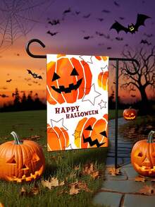 SRH 1pc Customizable Garden Flag With Halloween Theme Background, Personalized Text, Multiple Fonts And Color Options, Or Upload Custom Image (Halloween, Christmas Party Scene, Atmosphere Photo Etc.), Customize Your Own Style Garden Flag For Home, Garden, Outdoor Decor, Bedroom Decor, Halloween Decoration