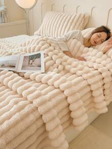 1pc Thick & Warm Ultra-Soft Striped Throw Blanket - Machine Washable Polyester, Allergy-Friendly, All-Season Cozy Comfort For Couch, Bed, Or Gift - Mixed Colors, Throw Blanket For Couch, Neutral Home Decor, Hypoallergenic Material,Autumn Decor,Winter Decor,Room Decor,Back To School