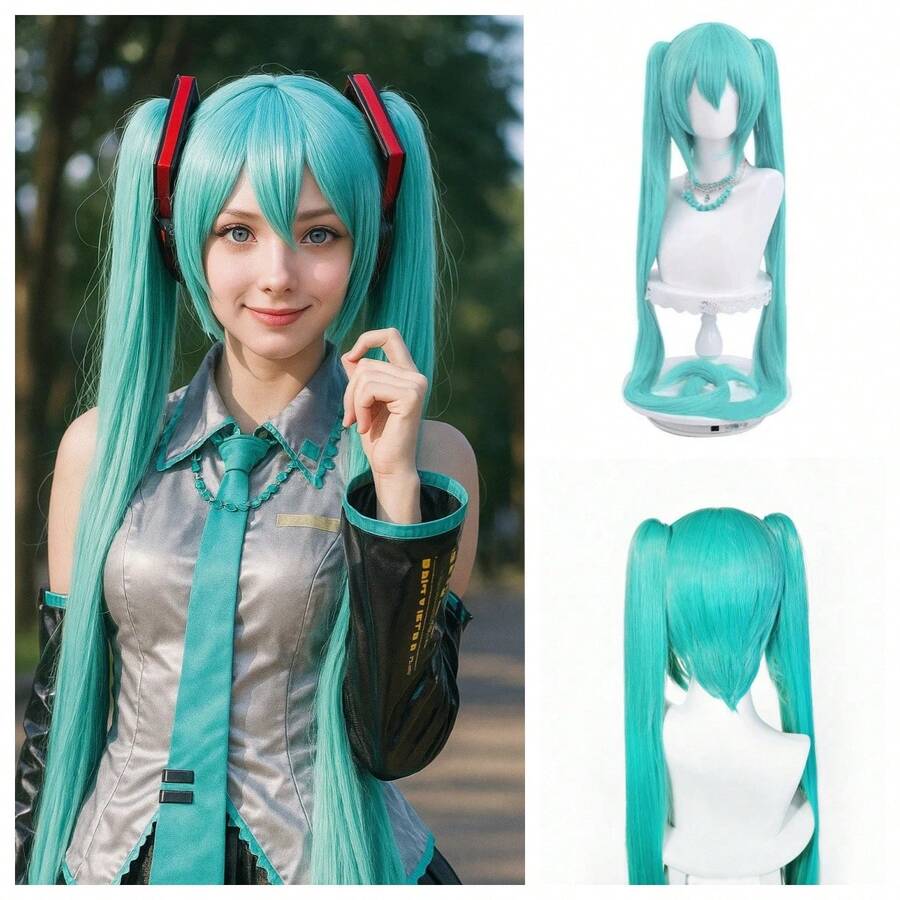 Heat Resistant Chemical Fiber Wigs Daily Wear Women Wigs Sweet Cute Wigs Prom Party Wigs Natural Hair - Màu xanh Bạc hà - Xem 1