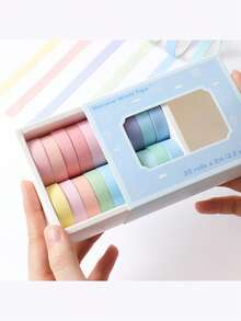 20 Rolls Mini Washi Tape Set: Colorful Basic Thin Decorative Tape, Suitable For Bullet Journaling, Planner, DIY Crafts, Art Creation, Packaging, Scrapbooking Supplies, Gift Decoration Stickers - Multicolor - View 3