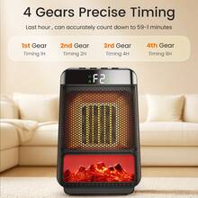Space Heater 1pc 1500W Plug-In Portable Desktop Electric Heater , 3 Heat Settings, 4 Timer Functions, Mini Solar Powered Energy Efficient Fast Heating For Bedroom Home Use, Compact Size - 美規A型插(110-127V) - 查看 1