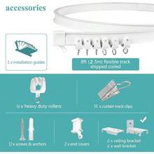 Flexible Bendable Ceiling Curtain Track Room Divider 12Ft Curved Curtain Rail Wall Mount RV Sliding Hospital Ceiling Track System Set For Curtains Bay Window - 8英尺 - 查看 2