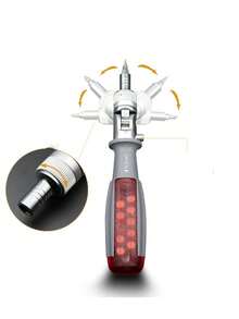 10-In-1 Manual Ratchet Screwdriver Set - Heavy Duty Metal Tool Kit With Rotating Head And Hidden Bit Slots, No Power Or Battery Needed For Use In Tight Spaces, Stylish