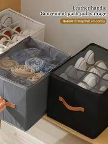 1 pièce Boîte de rangement pour chaussures pliable en tissu pouvant contenir jusqu'à 12 et 16 paires. Avec séparateurs réglables. Organisateur de chaussures pour placard avec couvercle transparent. Boîte de rangement pour chaussures, panier de rangement pour vêtements, boîte de rangement pour vêtements. Convient pour une utilisation domestique, toutes saisons