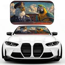 1pc Funny Cartoon Pattern Car Sun Visor, Fashionable Design, Easy To Install, Interesting Car Accessory, Made Of Polyester Fiber, Blocks UV Rays, Suitable For Various Car Models, Provides Heat Insulation And Privacy Protection, Foldable For Easy Storage