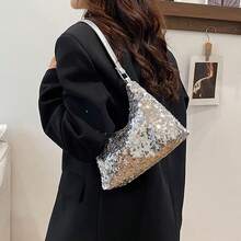 Women Shiny Sequins Handbag Fashion Tote Shoulder Bag For Work Daily Shopping Travel - Silver - View 1