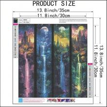 مجموعة رسم الألماس بالكامل 5D للبالغين، قلعة مع شلال والقمر، فن فسيفساء الألماس، مناسب للمبتدئين DIY، لوحات نقاط الألماس مع الحرف اليدوية لديكور المنزل