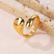 JOJELOO 1pc Fashionable Leaf Design Open Ring, Suitable For Women's Daily And Holiday Wear - Yellow Gold - View 8