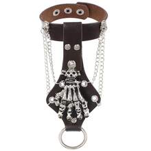 Skeleton Spider Web Darkly Chain Fingerless Punk Halloween Gloves - Multicolor - View 11