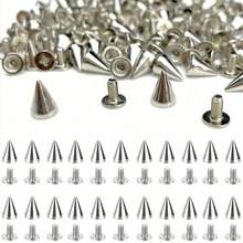 50/100/200pcs Punk Rivets, Cool Clothing, Bag, Hat DIY Crafting Cone Studs, Punk Style Rivet Accessories Screw Seats, Suitable For DIY Leather Crafts - 7mmx9.5mm Bullet Cone Studs And Metal Rivets - Multicolor - View 11