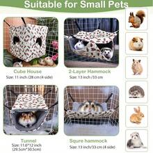Small Animal Hideaway& Hammock, Cozy House With Roof For Small Pets To Sleep And Hide - Washable Pet Cave& Hideout Corner, Hanging Hammock Hideout Bed, Cage Accessories For Guinea, Hamster, Rat, Glider, Squirrel, Ferret, Kitten, Squirrel, Chinchilla