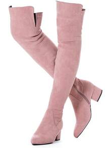 Women Over Knee Boots Thigh High Suede Black Block Low 2 Inch Heel Chunky Above Knee Winter Pointed Toe, Fashionable Cold-Weather Boots - 粉紅色 2 吋高跟鞋 - 查看 1
