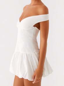 Women's Off - The - Shoulder Puff - Skirt Mini Dresses For Spring/Summer Party, Date  Vacation - White - View 4
