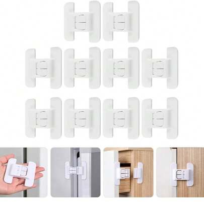 1/2/3pcs Refrigerator Upgrade Fixed Buckle Anti-Open Door Card Lock Buckle Cabinet Door Lock Buckle Suitable For Side-By-Side Refrigerator, Pet Safety Lock