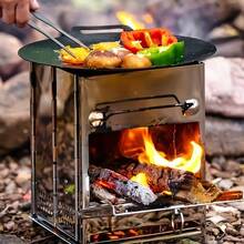 TAIMASI 1pc Compact Mini Firewood Stove - Stainless Steel Portable Fire Pit, Lightweight & Durable Design For Camping, BBQs, Backyard Gatherings - No Electricity Needed, Outdoor Heating & Cooking Essential, Bbq Accessory, Foldable Structure, Heatresistant Material-Perfect For Christmas, New Year's, Valentine's Day, And Father's Day Gifts - 銀色 - 查看 2