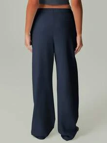 GOSOUER Women'S Summer High Waist Drawstring Waist Pockets Loose Straight Wide Leg Jogging Pant For Yoga Running Sports Fitness Gym Tights