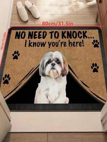 1pc New Shih Tzu Welcome Doormat, Suitable For Living Room, Bedroom, Indoor - Machine Washable - Flannel Material, Delicate Wrap, Skin-Friendly, No Pilling, Water-Resistant Easy Care, Odorless - Ideal For Home Decor, Room Decor, Living Room Carpet, Bedroom Carpet, Bathroom Carpet, Kitchen Carpet, Area Rug, Hotel Decor - Area Rug, All Season Use.