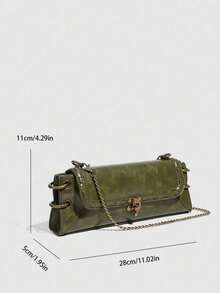 Fashionable Versatile Shoulder Bag, Crossbody Bag, Clutch Bag, Bull Bag - màu xanh lá - Xem 4
