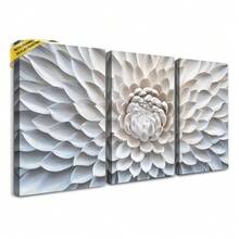 3pcs 30*40cm(12x16inch) Canvas Framed Wall Art Abstract White Flower Poster Modern Canvas Print Framed Wall Art Painting Ready To Hang Office Living Room Home Decor Picture Artwork Decor.Stretched And Framed Ready To Hang.