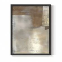 1pc Restickable Framed Modern Rustic Abstract Art Print, Wood Frame, Soft Geometric Shapes, Textured Brushwork, Contemporary Neutral Tones, Statement Wall Art Home Decor, Wall Art For Living Room, Entryway, Bedroom Art, Made In USA, Ready To Hang Art Prints - Black - View 1