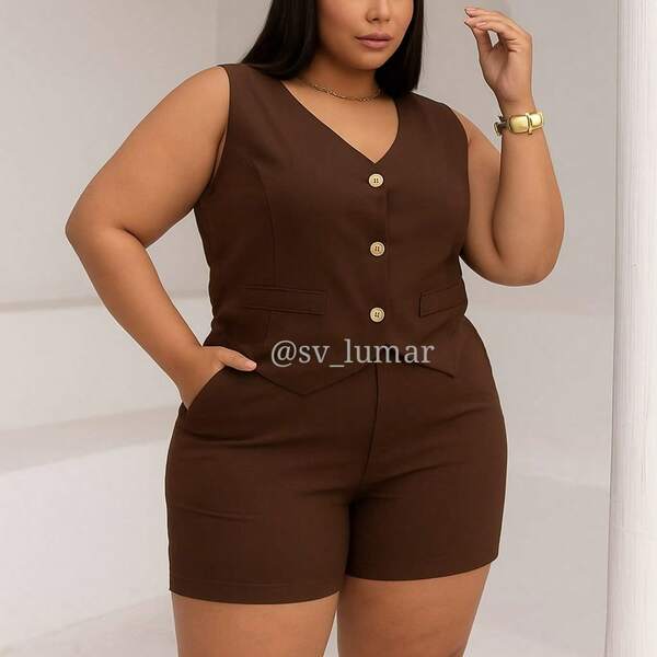 Conjunto Sensorial Marrante Premiun Colete e Short Plus Size