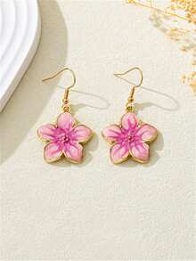 1 Pair Fashion Oil Drop Flower Earrings, Elegant Minimalist Personalized Dangle Earrings For Party And Daily Wear