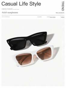 1/2 件女士亚克力休闲猫眼时尚白色眼镜，适合度假出游和日常生活装扮，搭配优雅夏季海滩度假、户外、旅行学院风，适合返校 - 彩色 - 查看 6