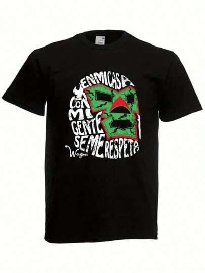 Camiseta Lucha Libre En mi casa con mi gente se me respeta 1 unidad de 220 gramos Wagner Camisa de T 100% algodón con estampado digital Estilo Vintage Camisa de Hombre CasualLoose, casual and versatile top T-shirt