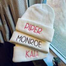 1pc Custom Personalized Embroidered Winter Hat,Personalized Solid Color Embroidered Name Beanie Hat, Spring/Autumn/Winter Customized Gift,Engraved,Durable,Colorful,Cute,Adorable,Funny,Kawaii,Y2K,Stylish,Unisex,Casual,Custom,Personalized,Unique,Customized,Ideal Gifts For Him,Ideal Gifts For Her,Her,Boyfriend,Girlfriend,Family,Friends - Multicolor - View 5