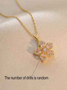1piece Teen Five-Petaled Flower 360° Rotating Pendant Necklace, Elegant And Luxurious, Niche Design