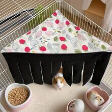 Small Animal Hideaway& Hammock, Cozy House With Roof For Small Pets To Sleep And Hide - Washable Pet Cave& Hideout Corner, Hanging Hammock Hideout Bed, Cage Accessories For Guinea, Hamster, Rat, Glider, Squirrel, Ferret, Kitten, Squirrel, Chinchilla