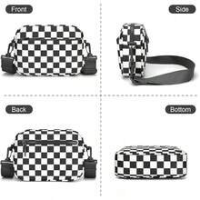 Checkered Crossbody Bag For Men And Women Unisex Small Cute Purses  Shoulder Handbags Wide Strap Small Crossbody Bag With Wide Guitar Strap Camera Purse Shoulder Handbag Satchel - Đen Trắng Kiểm Tra - Xem 9