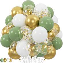 20/40pcs White, Green & Gold Balloon Set, 10inch Latex Balloons Perfect For Weddings, Birthdays, Anniversaries, Graduations & More - Multipurpose Indoor Celebration Decor, Birthday Balloons - Multicolor - View 1