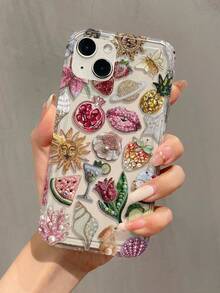 1pc Air Balloon & Rhinestone Lip Pattern TPU Shockproof Phone Case, Compatible With IPhone 16, 15, 14, 13, 12, 11 Pro Max And Series - Clear - View 40