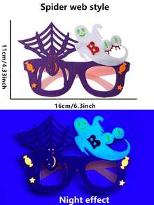 1 pièce Cadre de lunettes lumineux et amusant pour animaux de compagnie pour Halloween, fabriqué en matériau fluorescent, brillant la nuit. Accessoire essentiel pour les fêtes d'animaux de compagnie. 3 styles disponibles : citrouille, toile d'araignée et cadres lumineux en forme de lettre. Accessoire de costume mignon pour animaux de compagnie pour les fêtes et les décorations de vacances