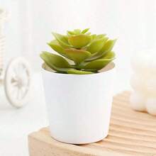 1pc Artificial Plush Succulent Plant Rhombus Pattern Small White Potted Plant, Desktop Decor, Fake Flower Miniature Potted Plant, Home Decor, Party Decoration