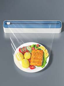 1pc 2-In-1 Kitchen Cling Film Dispenser , With Cutter,Plastic Wrap Dispenser With Slide Cutter, Refillable Sucker Cling Film Cutter,Kitchen Wrap Dispenser,Fresh Bag Cutting Holder,Multi-Purpose Wrap Dispenser With Cutter,Kitchen Small Tools, Suitable For Cling Film,Aluminum Foil, Baking Paper