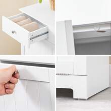 SoBuy BZR33-W Laundry Cabinet With 2 Fold-Out Laundry Bags Laundry Chest Laundry Collector With 2 Drawers Laundry Basket Bathroom Cabinet Bathroom Furniture White W X H X D Approx: 78 X 90 X 38 Cm Home Bathroom Decor Bathroom Organizer Summer Bathroom Accessories - White - View 8