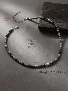 1 chiếc vòng cổ hạt đá tự nhiên thanh lịch, thích hợp cho phụ nữ đeo hàng ngày, dự tiệc và đi nghỉ mát. Màu sắc, kích thước và hình dạng của đá tự nhiên có thể hơi khác nhau. - Màu xám hoa - Xem 3