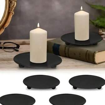 1pc Metal Iron Candlestick Set, Decorative Column-Style Candle Holder - Perfectly Suitable For Kitchens And Dining Rooms, Plates, Candlesticks, Suitable For Various Holiday Table Parties