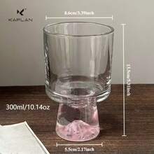 2 pièces Tasse en verre de montagne rose, verre élégant avec pied de 300 ml. Verrerie créative pour le bureau, le café, le lait, le vin, le jus. Convient pour les rassemblements familiaux de Noël, Thanksgiving, Halloween