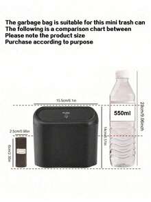 1 Papelera de plástico con tapa tipo prensa para automóviles, 1 Papelera colgante de puerta lateral para automóviles, tipo universal, con bolsas de basura