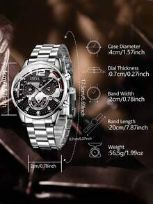 4 件男士时尚休闲商务混合刻度带日历功能圆形表盘石英表组合套装适合日常佩戴或节日送礼 - 彩色 - 查看 4