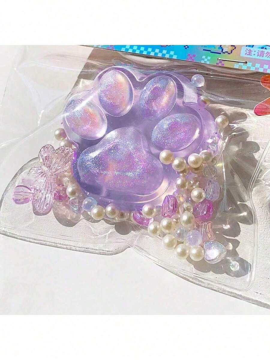 1 pieza Juguete de apretón de garra de gato de alivio de estrés extra grande, juguete de apretón de garra de gato transparente de 230g de grosor extra y de colores aleatorios para alivio de estrés